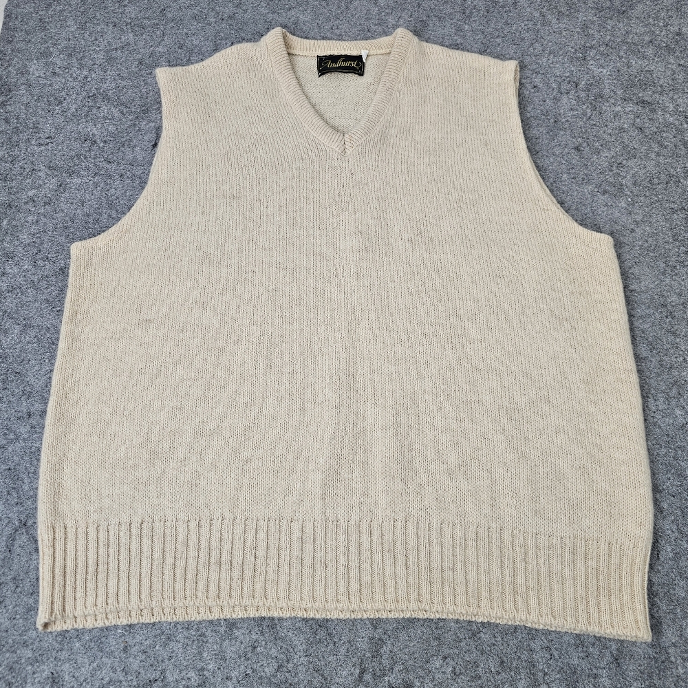 Vintage Andhurst Sweater Vest Cream Men's  XL Chandler Bing Friends Wool Blend